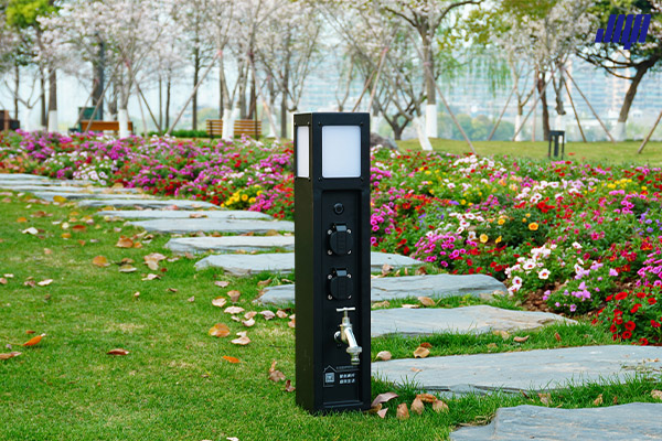 極亞智能庭院水電樁實拍，戶外防水防凍掃碼供水供電設(shè)備場景